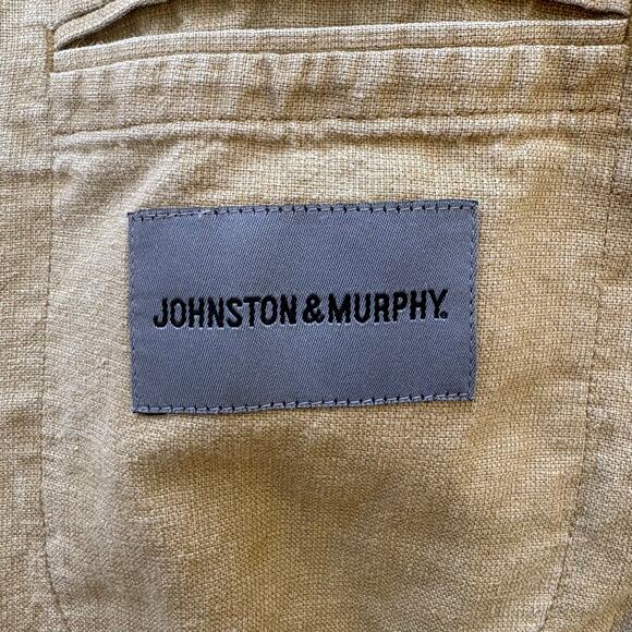 Johnston & Murphy Linen Blend Jacket Sz XL Beige Lightweight 3 Button Casual - Picture 11 of 12